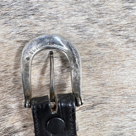 David Dear Turquoise Sterling Buckle on Crocodile Belt - Picture 3 of 8